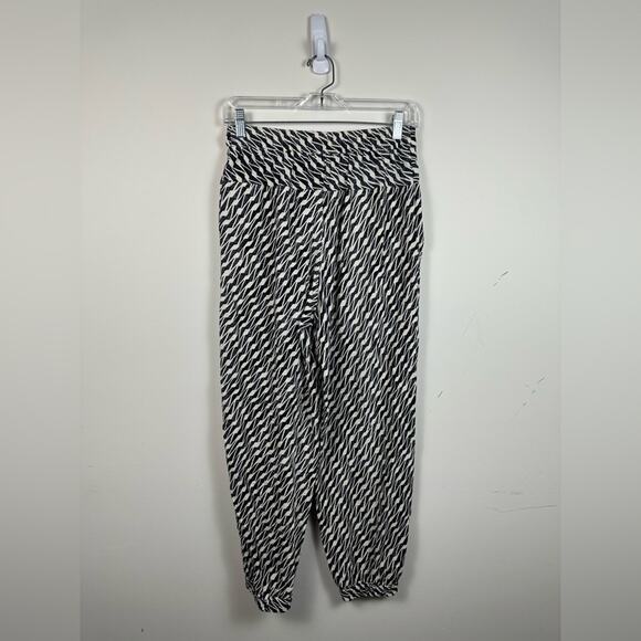 Anthropologie Pants Womens 0 Black White Jogger Linen Blend High Waisted Boho - Picture 2 of 6